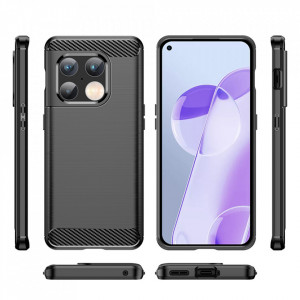 Husa pentru OnePlus 10 Pro - Techsuit Carbon Silicone - Black - Img 2