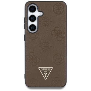 Husa pentru Samsung Galaxy S25 - Guess Peony Grained Hot Stamp Triangle Logo MagSafe (GUHMS25SPGBTMW) - Brown - Img 2