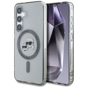 Husa pentru Samsung Galaxy S25 - Karl Lagerfeld IML MagSafe (KLHMS25SHLSKCK) - Metal Karl&Choupette Heads - Img 1