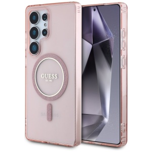 Husa pentru Samsung Galaxy S25 Ultra - Guess IML Glitter Circle MagSafe (GUHMS25LHFGEREP) - Pink - Img 1