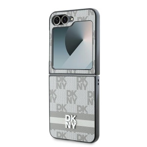 Husa Samsung Galaxy Z Flip6 - DKNY Leather Chequered Pattern Printed Stripes (DKHCZF6PCPTSSE) - Beige - Img 6