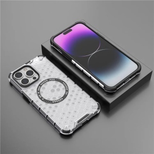 Husa transparenta pentru iPhone 14 Pro - Techsuit HoneyComb Shield MagSafe - White - Img 6