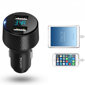 Incarcator Auto 2x USB 18W, 3.4A - Yesido (Y31) - Black - Img 3