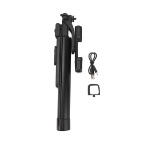 Selfie Stick cu Telecomanda si Lumina LED, 167cm - Techsuit (K30S) - Black - Img 7