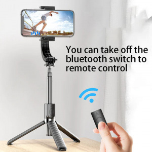 Selfie Stick cu Trepied si Telecomanda, 86cm - Techsuit (L08) - Black - Img 5
