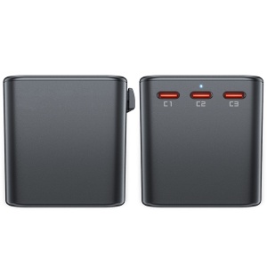 Adaptor pentru Priza 3x Type-C, EU, UK, AUS, US, GaN, PD75W - Acefast (Z1) - Black - Img 6