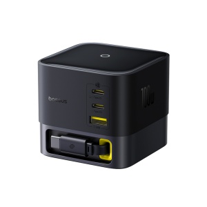 Alimentator pentru Priza USB, 3x Type-C, 100W, 1.5m - Baseus Super GaN (P10164001123-00) - Cosmic Black - Img 1