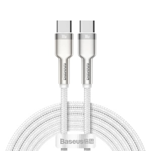 Cablu Baseus Cafule USB-C Seria Metal 100W 1m alb