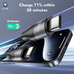 Cablu de Date Type-C la Type-C, Fast Charging, 480Mbps, 100W, 2m - Lito (LD25CC) - Grey - Img 3