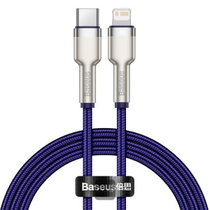 Cablu Type-C to Lightning, Fast Charging PD20W, 480Mbps, 2.4A, 1m - Baseus Cafule Series Metal (CATLJK-A05) - Purple