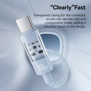 Cablu USB la Type-C, Super Fast Charging 100W, 1m - Baseus Gem (P10373002311-00) - Galaxy Blue - Img 2