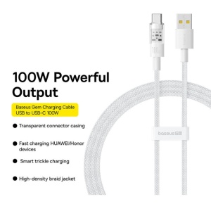 Cablu USB la Type-C, Super Fast Charging 100W, 1m - Baseus Gem (P10373002211-00) - Moon White - Img 6