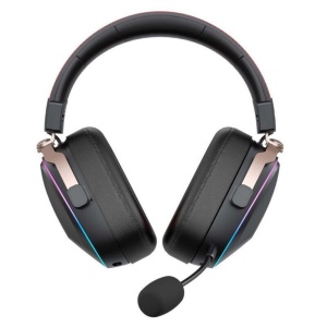 Casti Over-ear pentru Jocuri Video, Bluetooth, LED, Microfon, 1050mAh, Type-C - Havit (H2039BG) - Black / Ochre - Img 3