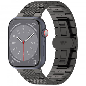Curea pentru Apple Watch 1/2/3/4/5/6/7/8/9/10/SE/SE 2 (38/40/41/42mm) - Techsuit Watchband (W052) - Black - Img 2