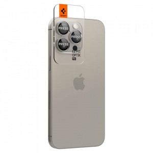 Folie Camera pentru iPhone 14 Pro / 14 Pro Max / 15 Pro / 15 Pro Max (set 2) - Spigen Glas.tR Optik EZ Fit Pro - Natural Titanium - Img 4