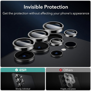 Folie Camera pentru Samsung Galaxy S24 Ultra (set 2) - ESR Lens Protector Tempered Glass - Black - Img 4