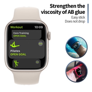 Folie pentru Apple Watch 7 / 8 (45mm) cu Aplicator - Blueo High Molecule Screen Protector - Black - Img 4