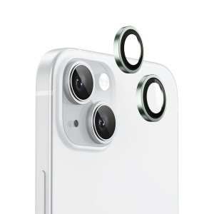 Folie pentru iPhone 15 / iPhone 15 Plus - Blueo Original Metal Frame Lens Protector - Light Green