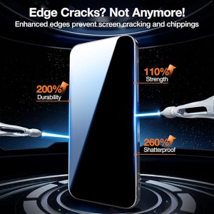 Folie pentru iPhone 15 Pro - Torras GlassGo Tempered Screen Protector - Black - Img 2
