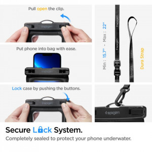 Husa + geanta subacvatica - Spigen Waist Bag & Waterproof Case A621 - Black - Img 7