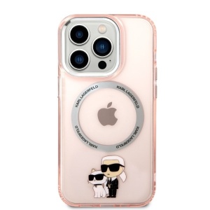 Husa iPhone 14 Pro - Karl Lagerfeld Hardcase MagSafe (KLHMP14LHNKCIP) - Pink Iconic Karl&Choupette - Img 3