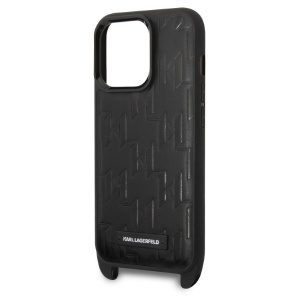 Husa iPhone 14 Pro - Karl Lagerfeld Hardcase with Strap (KLHCP14LSTMMK) - Monogram Plaque Logo - Img 3