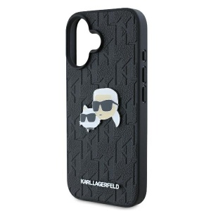 Husa iPhone 16 - Karl Lagerfeld Hardcase Leather Monogram (KLHCP16SPGKLKCPK) - Karl&Chaoupette Head Pin - Img 2