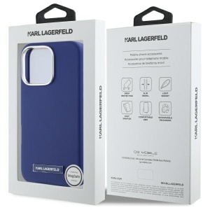Husa iPhone 16 Pro Max - Karl Lagerfeld Leather MagSafe (KLHMP16XPGMSRPB) - Blue FW Metal Plate - Img 7