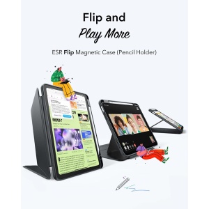 Husa pentru iPad Air 4 (2020) / Air 5 (2022) / Air 11 (2024) / Air 11 (2025) - ESR FlipÂ Hybrid (with Pencil Holder) - Black - Img 3