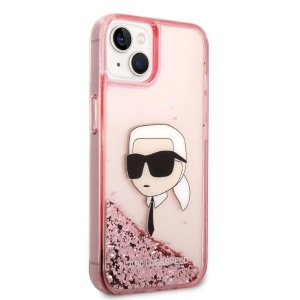 Husa pentru iPhone 14 Plus - Karl Lagerfeld Hardcase Glitter (KLHCP14MLNKHCP) - Pink Karl Head - Img 7