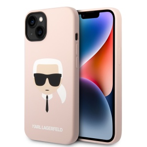 Husa pentru iPhone 14 Plus - Karl Lagerfeld Silicone MagSafe (KLHMP14MSLKHLP) - Light Pink Karl`s Head