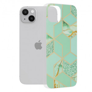 Husa pentru iPhone 14 Plus - Techsuit Marble Series - Green Hex - Img 1