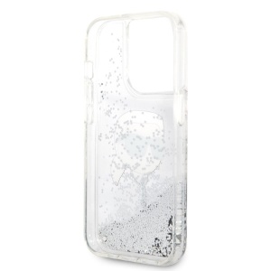 Husa pentru iPhone 14 Pro - Karl Lagerfeld Hardcase Glitter (KLHCP14LLNKHCH) - Silver Karl Head - Img 4