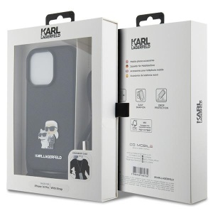 Husa pentru iPhone 14 Pro - Karl Lagerfeld Saffiano Crossbody (KLHCP14LSAKCPSK) - Metal Pin Karl&Choupette - Img 7