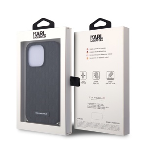 Husa pentru iPhone 14 Pro - Karl Lagerfeld Saffiano Monogram Chain (KLHCP14LSACKLHPK) - Black - Img 7