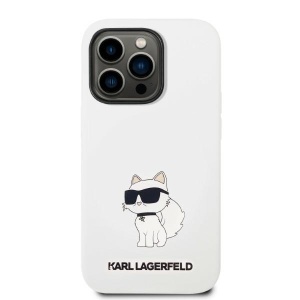 Husa pentru iPhone 14 Pro - Karl Lagerfeld Silicone MagSafe (KLHMP14LSNCHBCH) - White Choupette - Img 3