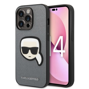 Husa pentru iPhone 14 Pro Max - Karl Lagerfeld Saffiano (KLHCP14XSAPKHG) - Silver Karl`s Head - Img 1