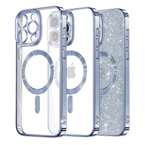 Husa pentru iPhone 14 Pro Max - Techsuit Luxury Glitter MagSafe - Light Blue - Img 1