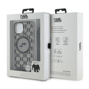 Husa pentru iPhone 15 - Karl Lagerfeld IML Crossbody MagSafe (KLHMP15SHCKCKLCK) - Monogram Karl&Choupette Head - Img 6