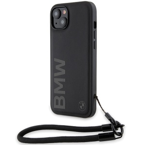 Husa pentru iPhone 15 Plus - BMW Signature Leather Wordmark Cord (BMHCP15M23RMRLK) - Black