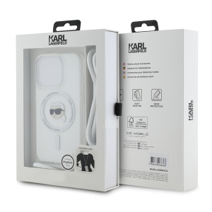 Husa pentru iPhone 15 Pro - Karl Lagerfeld IML Crossbody MagSafe (KLHMP15LHCKHNT) - Transparent Karl Head - Img 7