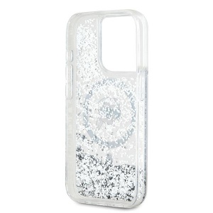 Husa pentru iPhone 15 Pro - Karl Lagerfeld Liquid Glitter MagSafe (KLHMP15LLGKISGH) - Transparent Karl Head - Img 4