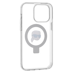 Husa pentru iPhone 15 Pro Max - Karl Lagerfeld Hardcase Ring Stand MagSafe (KLHMP15XHMRSKHH) - White Karl Head - Img 9