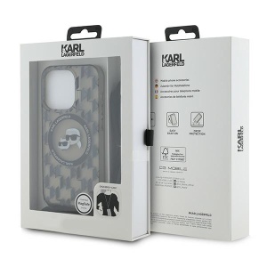 Husa pentru iPhone 15 Pro Max - Karl Lagerfeld IML Crossbody MagSafe (KLHMP15XHCKCKLCK) - Monogram Karl&Choupette Head - Img 6