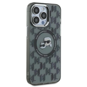 Husa pentru iPhone 15 Pro Max - Karl Lagerfeld IML MagSafe (KLHMP15XHMCKMHK) - Monogram Karl&Choupette Head - Img 4
