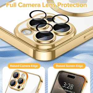 Husa pentru iPhone 15 Pro Max - Techsuit Luxury Crystal MagSafe - Gold - Img 5