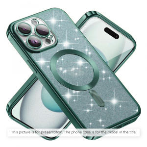 Husa pentru iPhone 15 Pro - Techsuit Luxury Glitter MagSafe - Light Green - Img 2