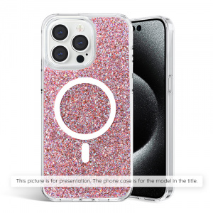 Husa pentru iPhone 15 Pro - Techsuit Sparkly Glitter MagSafe - Pink - Img 2