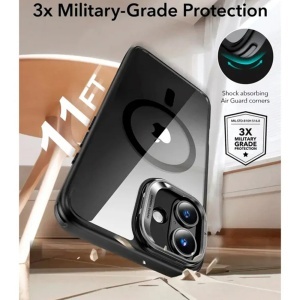 Husa pentru iPhone 16 - ESR Classic Hybrid HaloLock Kickstand - Clear Black - Img 3