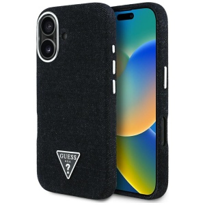 Husa pentru iPhone 16 - Guess Denim Triangle Logo MagSafe (GUHMP16SRJFWTLK) - Black - Img 12
